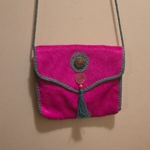 Vibrant Pink and Blue Crossbody Bag